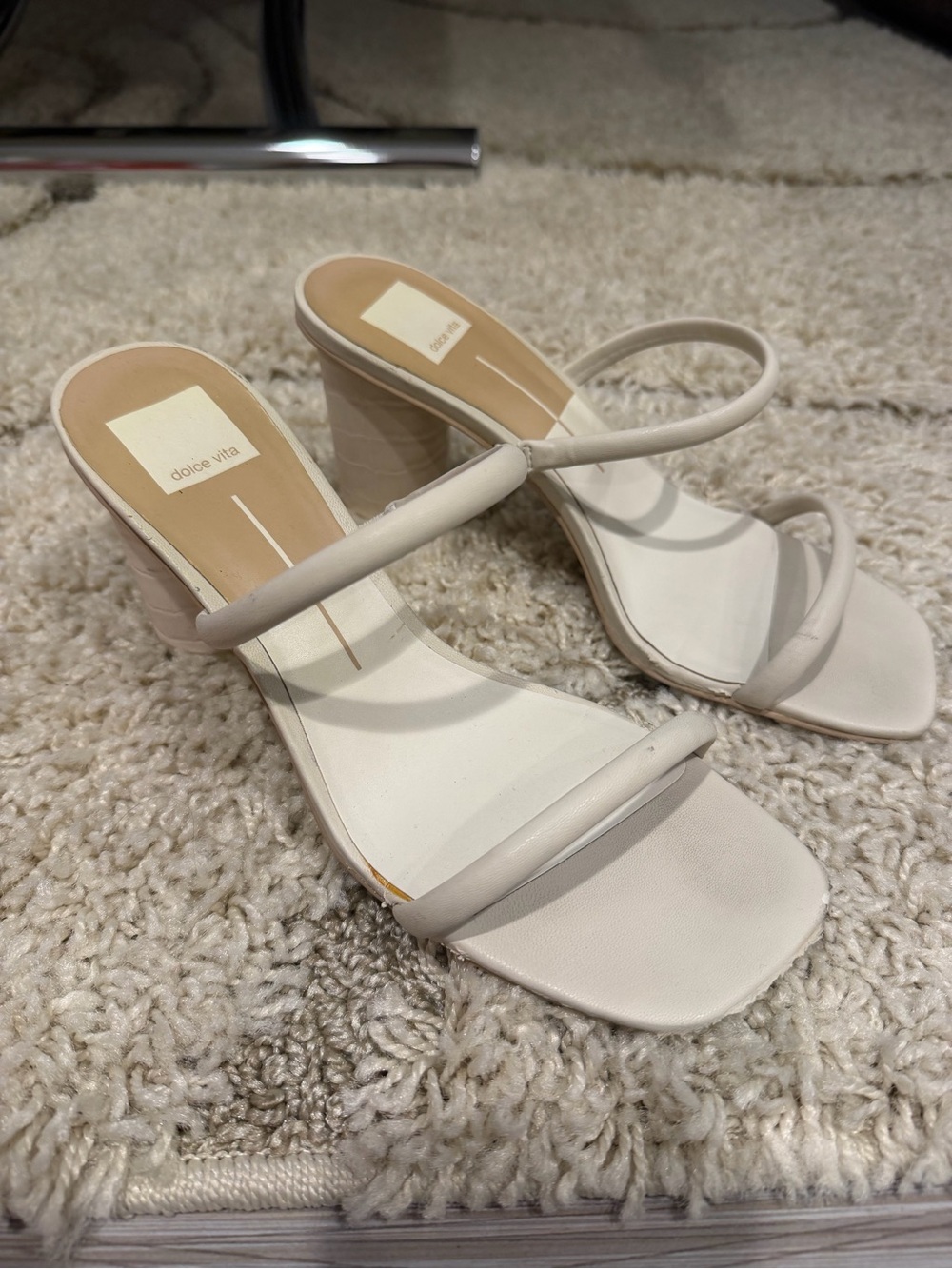 Dolce Vita Cream Strappy Block Heel Sandals